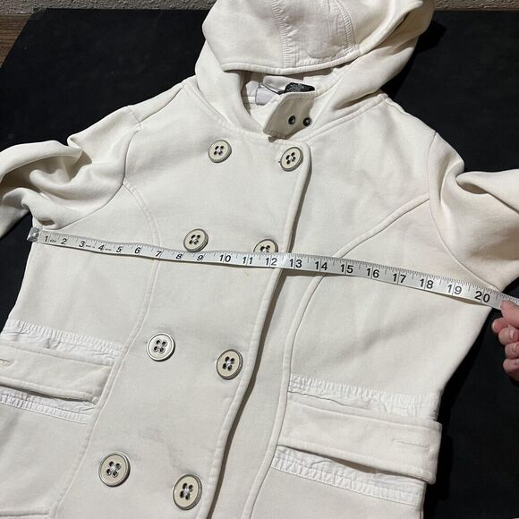 Harley Davidson Coat Women Large Blazer Hooded Fleece Pea Coat Embroidered Biker - Picture 6 of 16